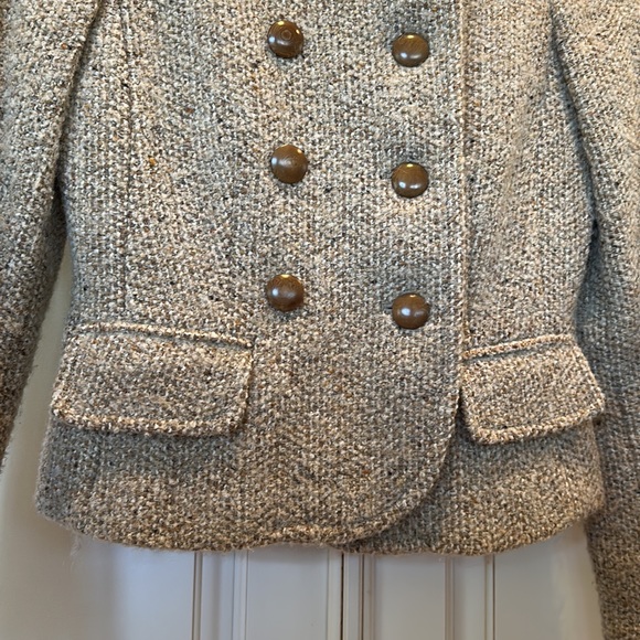 JCrew double breasted short jacket blazer. Camel/cream tones as shown. Size 2 - Picture 4 of 16